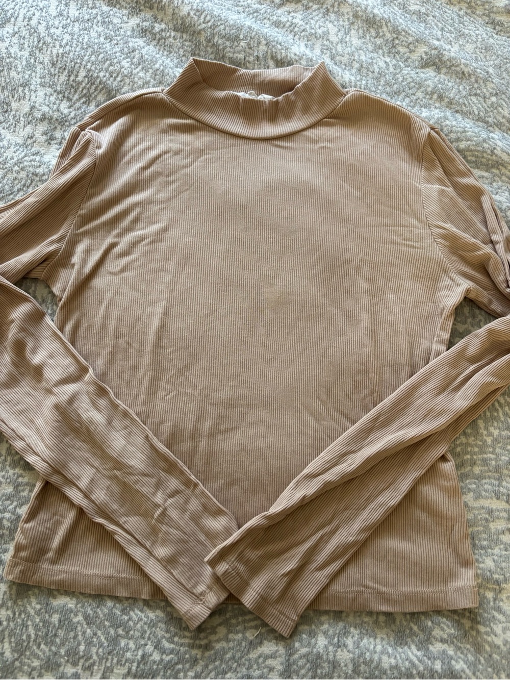 T.J.Maxx Ribbed Mock Neck Long Sleeve Top - Tan